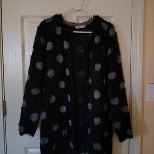 Black and grey polka dot cardigan